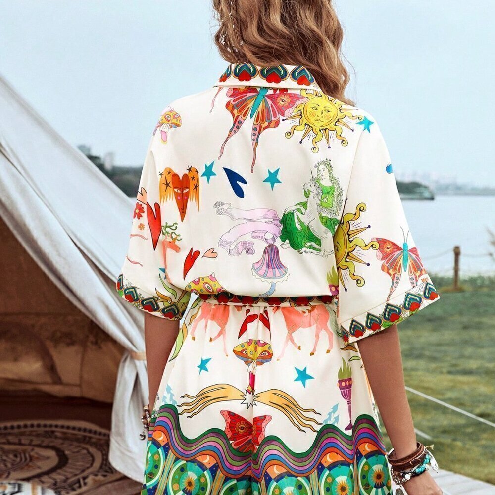 Multicolor Boho Women's Music Festival Jumpsuit - Picture 2 of 6